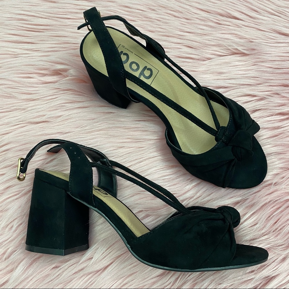 Black 3" High Block Open Toe Formal Heels Size 6